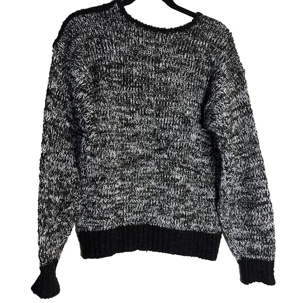 VTG Cheval Abstract Geometric‎ Black White Moody Indie Artsy Cozy Knit Sweater L